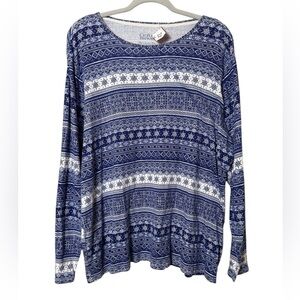 🍁 Croft & Barrow Navy and White Patterned Sweatshirt